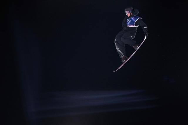 New Zealand's Rocco Jamieson competes in the snowboard men's big air final run 2 during the Milano Cortina 2026 Winter Olympic Games at Livigno Snow Park, in Livigno (Valtellina), on February 7, 2026. (Photo by Kirill KUDRYAVTSEV / AFP)