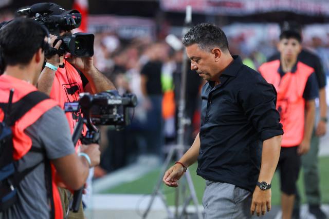 River Plate's head coach Marcelo Gallardo gestures ahead of the Argentine Professional Football League 2026 Apertura Tournament match between River Plate and Tigre at the Mas Monumental Stadium in Buenos Aires on February 7, 2026. (Photo by Alejandro PAGNI / AFP)