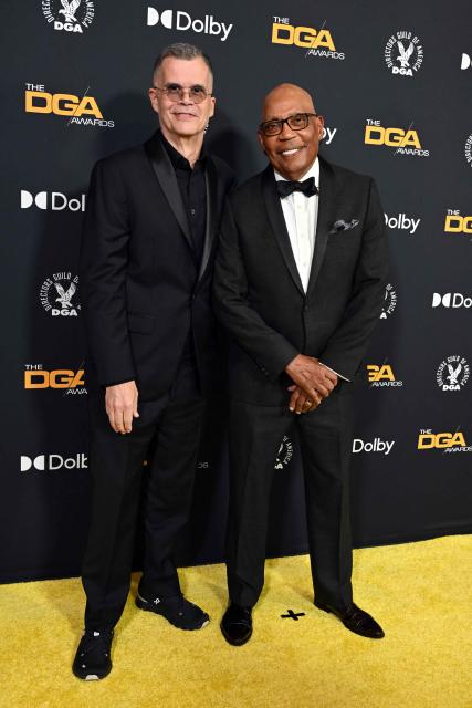 US TV director and film producer Paris Barclay (R) and TV host Christopher Mason attend the 78th Annual DGA (Directors Guild of America) awards at the Beverly Hilton hotel in Beverly Hills, California on February 7, 2026. (Photo by Lisa O'CONNOR / AFP)