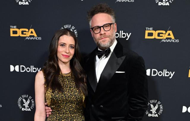 Canadian actor and comedian Seth Rogen (R) and his wife Lauren Miller Rogen attend the 78th Annual DGA (Directors Guild of America) awards at the Beverly Hilton hotel in Beverly Hills, California on February 7, 2026. (Photo by Lisa O'CONNOR / AFP)