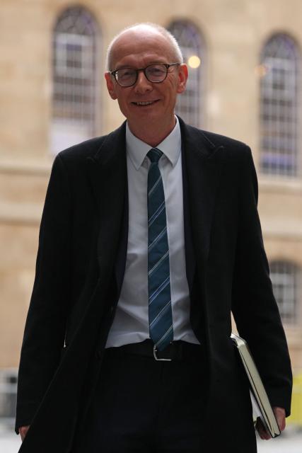Britain's Pensions Secretary Pat McFadden arrives at the BBC in central London on February 8, 2026, to appear on the BBC's 'Sunday' political television show. (Photo by Adrian Dennis / AFP)