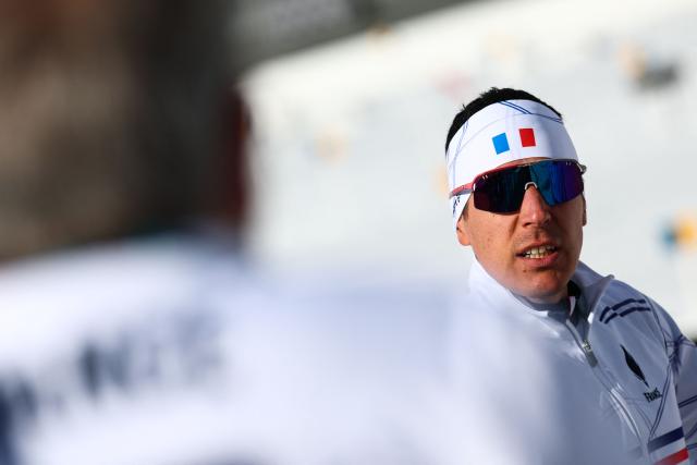 France's Quentin Fillon Maillet looks on ahead of the mixed biathlon 4 x 6km relay event during the Milano Cortina 2026 Winter Olympic Games at the Anterselva Biathlon Arena (Sudtirol Arena) in Anterselva (Val Pusteria) on February 8, 2026. (Photo by FRANCK FIFE / AFP)