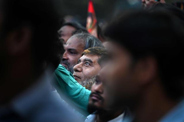 Supporters of the Bangladesh Nationalist Party (BNP) gather during an election rally ahead of the country's general election in Dhaka on February 8, 2026. Bangladesh's elections next week could reshape South Asia's balance of power, as Beijing seeks to consolidate influence and ties with India falter, analysts say. (Photo by Sajjad HUSSAIN / AFP)