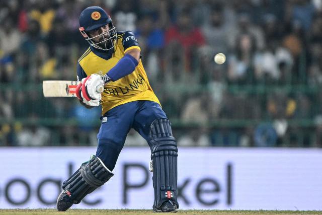 Sri Lanka's Kusal Mendis plays a shot during the 2026 ICC Men's T20 Cricket World Cup group stage match between Sri Lanka and Ireland at the R Premadasa Stadium in Colombo on February 8, 2026. (Photo by Ishara S. KODIKARA / AFP)