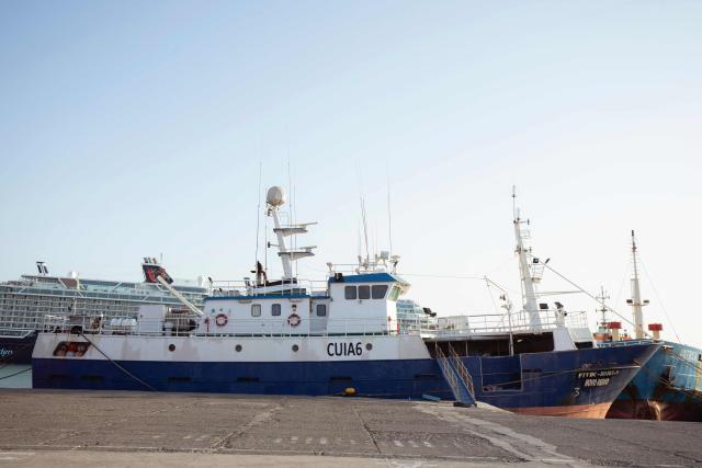 A general view of the tuna longliner fishing vessel Novo Ruivo who sails under a Portuguese flag, at the Porto Grande port in Mindelo on February 5, 2026. Indonesian nationals Surono, Rizal Harun and Wahyudin, and Angolan nationals Jose Viti and Pedro, its crew members are stranded with unpaid wages since September 2025, when the shipowner flouted his obligations and deserted the the crew without pay or supply and took away their passports. A ship is deemed abandoned by the International Labour Organisation (ILO) under certain criteria, including when a shipowner cuts ties with seafarers and fails to pay wages for at least two months. While fishing boats make up only a fraction of abandonment cases, overall figures for the shipping industry paint a worrying picture.
Reported cases reached record levels in 2025, with around 6,200 seafarers left stranded across 410 ships, according to figures released by the International Transport Workers' Federation (ITF) last month. (Photo by Queila Fernandes / AFP)