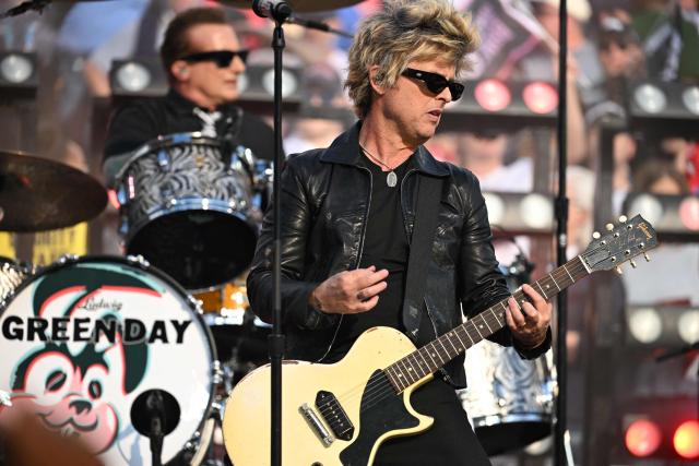 US musician Billie Joe Armstrong from rock band Green Day performs during the opening ceremony ahead of Super Bowl LX between the New England Patriots and Seattle Seahawks at Levi’s Stadium in Santa Clara, California on February 8, 2026. (Photo by JOSH EDELSON / AFP)