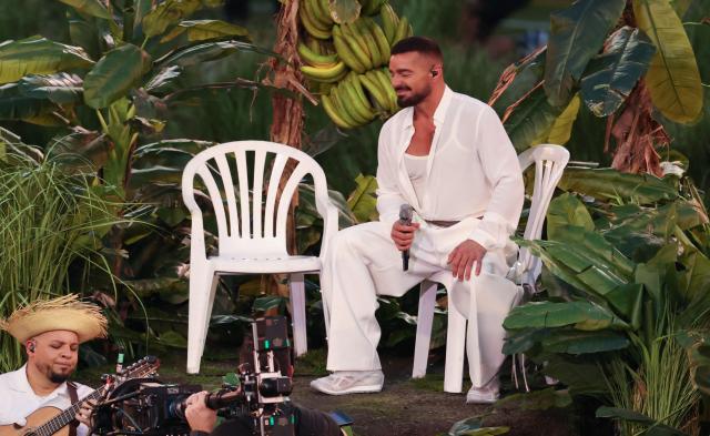 Puerto Rican singer Ricky Martin performs during Super Bowl LX Patriots vs Seahawks Apple Music Halftime Show at Levi's Stadium in Santa Clara, California on February 8, 2026. (Photo by Patrick T. Fallon / AFP)
