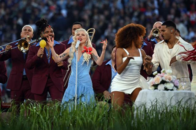 US singer-songwriter Lady Gaga performs during Super Bowl LX Patriots vs Seahawks Apple Music Halftime Show at Levi's Stadium in Santa Clara, California on February 8, 2026. (Photo by JOSH EDELSON / AFP)