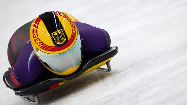 Germany's Hannah Neise takes part in the skeleton women's training session at Cortina Sliding Centre during the Milano Cortina 2026 Winter Olympic Games in Cortina d'Ampezzo on February 9, 2026. (Photo by FRANCK FIFE / AFP)