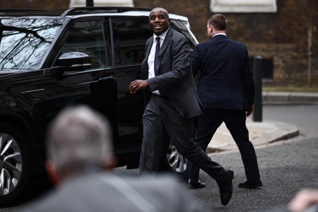 Britain's Justice Secretary and deputy Prime Minister David Lammy arrives at 10 Downing Street, the official residence of Britain's Prime Minister, presently Labour party leader Keir Starmer, in central London on February 9, 2026. British Prime Minister Keir Starmer "is concentrating on the job in hand" and will not resign, his official spokesman said February 9, as the embattled leader faces intense pressure over the Epstein scandal. Starmer was "getting on with the job of delivering change across the country", the spokesman told reporters, hours after the prime minister's communications chief and chief of staff both resigned. (Photo by Henry NICHOLLS / AFP)