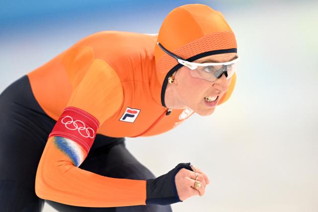 Netherlands' Suzanne Schulting competes in the speed skating women's 1000m during the Milano Cortina 2026 Winter Olympic Games at Milano Speed Skating Stadium in Milan on February 9, 2026. (Photo by Daniel MUNOZ / AFP)