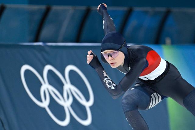 Czechia's Nikola Zdrahalova competes in the speed skating women's 1000m during the Milano Cortina 2026 Winter Olympic Games at Milano Speed Skating Stadium in Milan on February 9, 2026. (Photo by WANG Zhao / AFP)