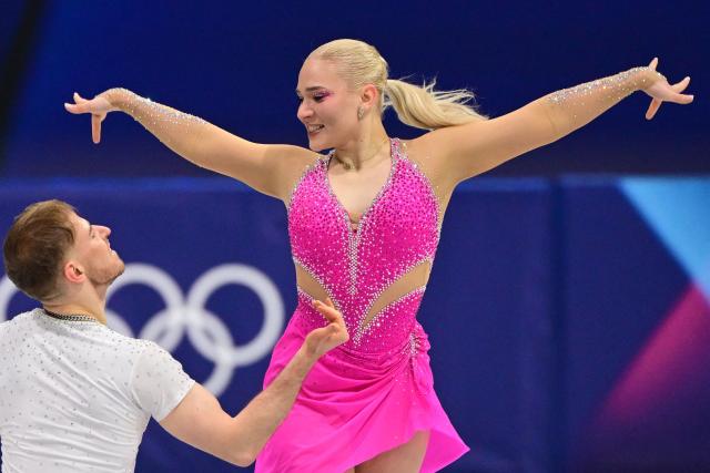 Czech Republic's Natalie Taschlerova and Czech Republic's Filip Taschler compete in the figure skating team event ice dance-rhythm dance during the Milano Cortina 2026 Winter Olympic Games at Milano Ice Skating Arena in Milan on February 9, 2026. (Photo by Piero CRUCIATTI / AFP)