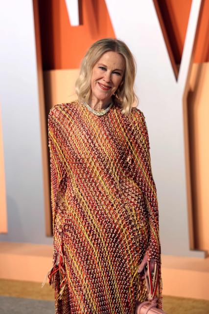 (FILES) Canadian actress Catherine O'Hara attends the Vanity Fair Oscar Party at the Wallis Annenberg Center for the Performing Arts in Beverly Hills, California, on March 2, 2025. Emmy-winning actress Catherine O'Hara, who starred in "Schitt's Creek" and "Home Alone," died from a blood clot in her lungs, her death certificate revealed February 9. The Canadian-born performer was rushed to the hospital on January 30 after having difficulty breathing at her home in the ritzy Brentwood neighborhood of Los Angeles. (Photo by Michael Tran / AFP)