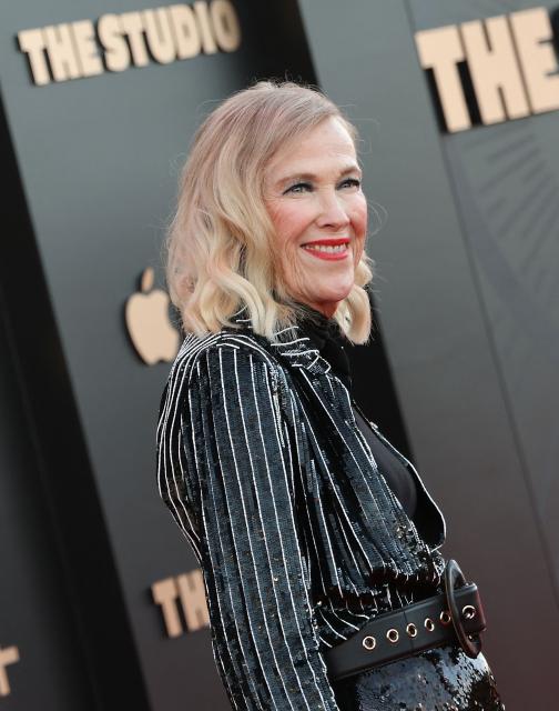 (FILES) US-Canadian actress Catherine O'Hara attends the Apple TV+ series premiere of "The Studio" at the Academy Museum in Los Angeles, March 24, 2025. Emmy-winning actress Catherine O'Hara, who starred in "Schitt's Creek" and "Home Alone," died from a blood clot in her lungs, her death certificate revealed February 9. The Canadian-born performer was rushed to the hospital on January 30 after having difficulty breathing at her home in the ritzy Brentwood neighborhood of Los Angeles. (Photo by Michael Tran / AFP)