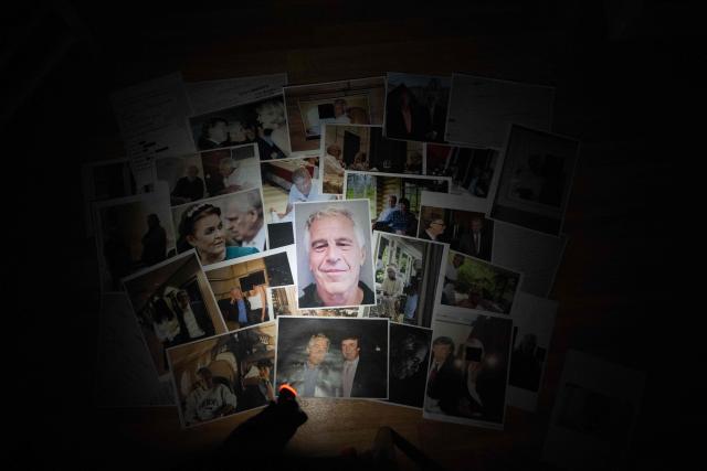 This photograph taken in Le-Perreux-sur-Marne, outside Paris on February 9, 2026 shows undated pictures provided by the US Department of Justice on January 30, 2026 as part of the Jeffrey Epstein files. US authorities on January 30, 2026, released the latest cache of files related to the investigation into the late conviceted sex offender Jeffrey Epstein. The files contained references to numerous high-profile figures. (Photo by Martin BUREAU / AFP)