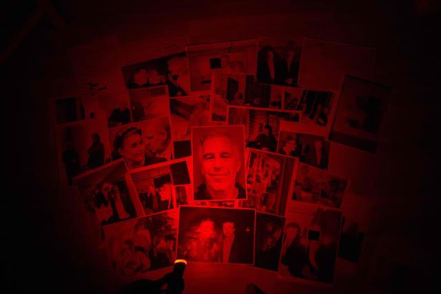 This photograph taken in Le-Perreux-sur-Marne, outside Paris on February 9, 2026 shows undated pictures provided by the US Department of Justice on January 30, 2026 as part of the Jeffrey Epstein files. US authorities on January 30, 2026, released the latest cache of files related to the investigation into the late conviceted sex offender Jeffrey Epstein. The files contained references to numerous high-profile figures. (Photo by Martin BUREAU / AFP)