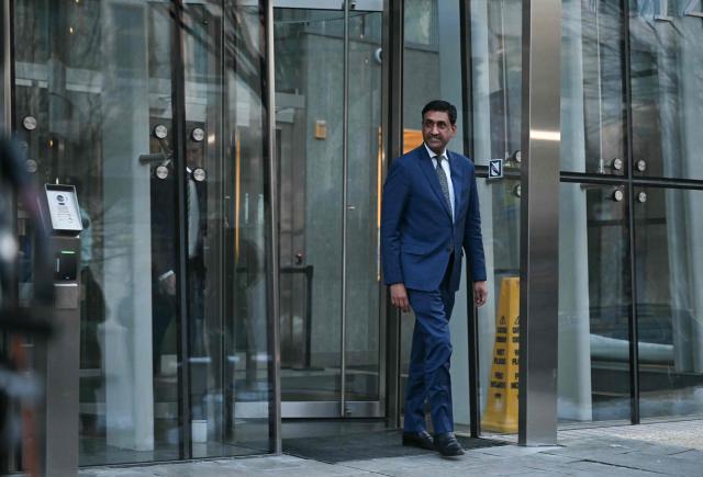 US Representative Ro Khanna, Democrat from California, steps out the Department of Justice in Washington, DC, on February 9, 2026. Members of Congress will be allowed to review unredacted Jeffrey Epstein files on Department of Justice computers starting on February 9. (Photo by ANDREW CABALLERO-REYNOLDS / AFP)
