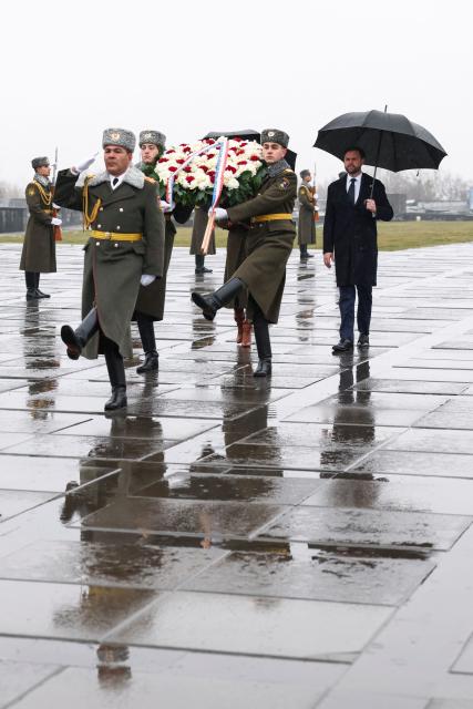 US Vice President JD Vance takes part in a wreath-laying ceremony during a visit to the Tsitsernakaberd Armenian Genocide Memorial, in Yerevan, Armenia, on February 10, 2026. (Photo by Kevin Lamarque / POOL / AFP)