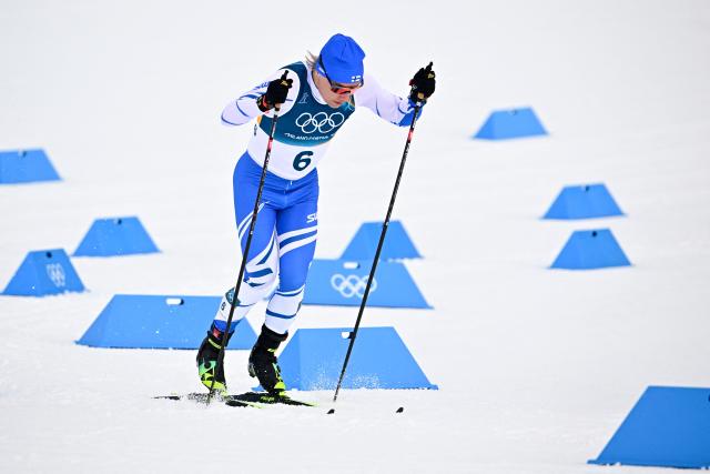 Finland's Lauri Vuorinen competes during the men's cross country sprint classic qualification event of the Milano Cortina 2026 Winter Olympic Games at Tesero Cross-Country Skiing Stadium in Lago di Tesero (Val di Fiemme), on February 10, 2026. (Photo by Tobias SCHWARZ / AFP)