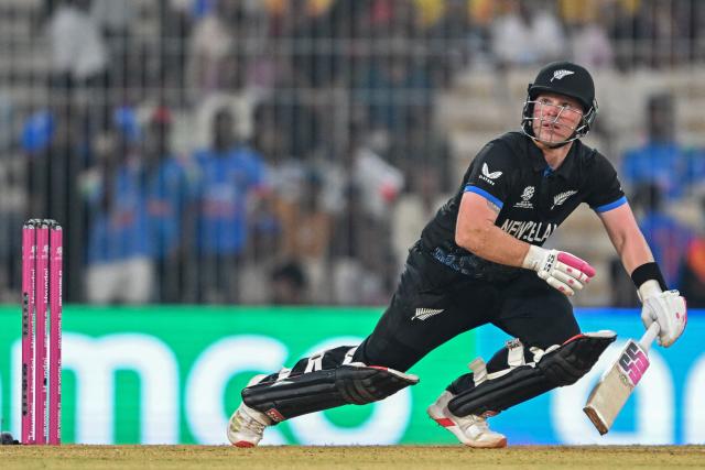 New Zealand's Tim Seifert watches the ball after playing a shot during the 2026 ICC Men's T20 Cricket World Cup group stage match between New Zealand and United Arab Emirates at the MA Chidambaram Stadium in Chennai on February 10, 2026. (Photo by R. Satish BABU / AFP)