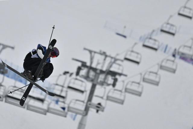 Norway's Sebastian Schjerve competes in the freestyle skiing men's freeski slopestyle final run 3 during the Milano Cortina 2026 Winter Olympic Games at Livigno Snow Park, in Livigno (Valtellina), on February 10, 2026. (Photo by Jeff PACHOUD / AFP)