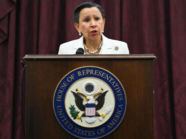 US Representative Nydia Velazquez, Democrat from New York, speaks during a press conference to introduce the "New Good Neighbor Act" on Capitol Hill in Washington, DC, on February 10, 2026. The "New Good Neighbor Act" calls for the end of the Monroe Doctrine and establishment of a "New Good Neighbor" policy towards Latin America and the Caribbean. (Photo by ANDREW CABALLERO-REYNOLDS / AFP)
