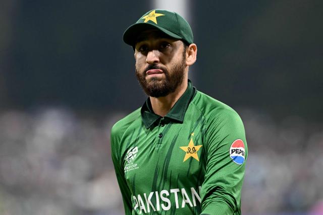 Pakistan's captain Salman Agha gestures during the 2026 ICC Men's T20 Cricket World Cup group stage match between Pakistan and USA at the Sinhalese Sports Club (SSC) Ground in Colombo on February 10, 2026. (Photo by Ishara S.KODIKARA / AFP)