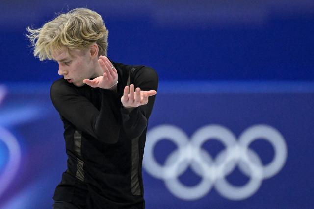 Sweden's Andreas Nordeback competes in the figure skating men's singles short program during the Milano Cortina 2026 Winter Olympic Games at Milano Ice Skating Arena in Milan on February 10, 2026. (Photo by WANG Zhao / AFP)