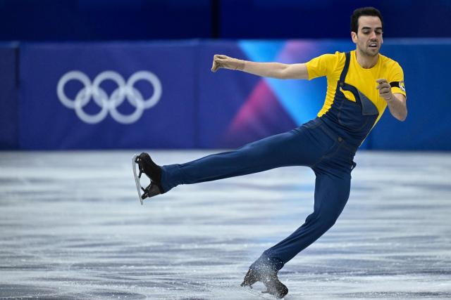 Spain's Tomas Llorenc Guarino Sabate competes in the figure skating men's singles short program during the Milano Cortina 2026 Winter Olympic Games at Milano Ice Skating Arena in Milan on February 10, 2026. (Photo by WANG Zhao / AFP)
