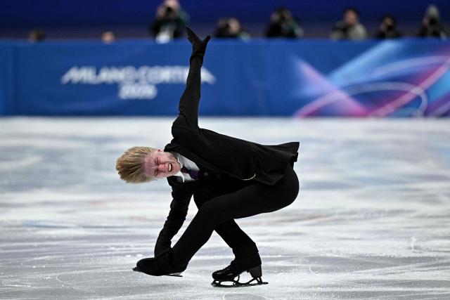Canada's Stephen Gogolev competes in the figure skating men's singles short program during the Milano Cortina 2026 Winter Olympic Games at Milano Ice Skating Arena in Milan on February 10, 2026. (Photo by Gabriel BOUYS / AFP)