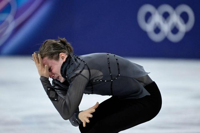 Azerbaijan's Vladimir Litvintsev competes in the figure skating men's singles short program during the Milano Cortina 2026 Winter Olympic Games at Milano Ice Skating Arena in Milan on February 10, 2026. (Photo by WANG Zhao / AFP)