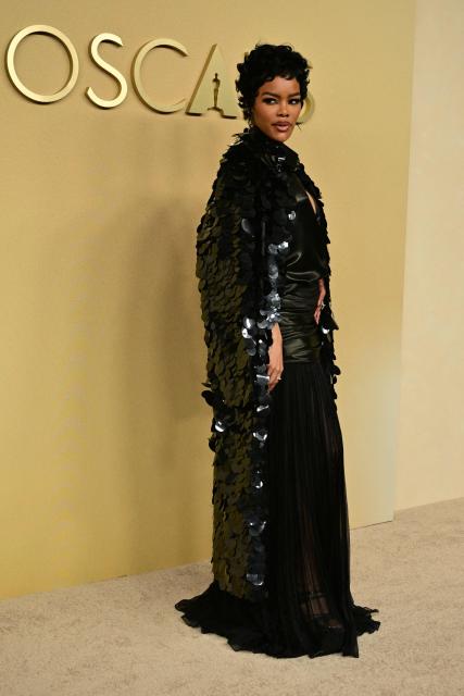 US actress and singer Teyana Taylor attends the 98th Oscars Nominees Luncheon at the Beverly Hilton hotel in Beverly Hills, California on February 10, 2026. (Photo by Frederic J. Brown / AFP)