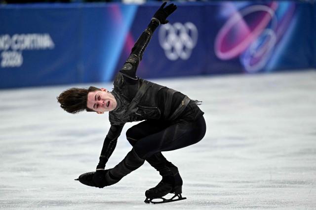 Kazakhstan's Mikhail Shaidorov competes in the figure skating men's singles short program during the Milano Cortina 2026 Winter Olympic Games at Milano Ice Skating Arena in Milan on February 10, 2026. (Photo by Gabriel BOUYS / AFP)