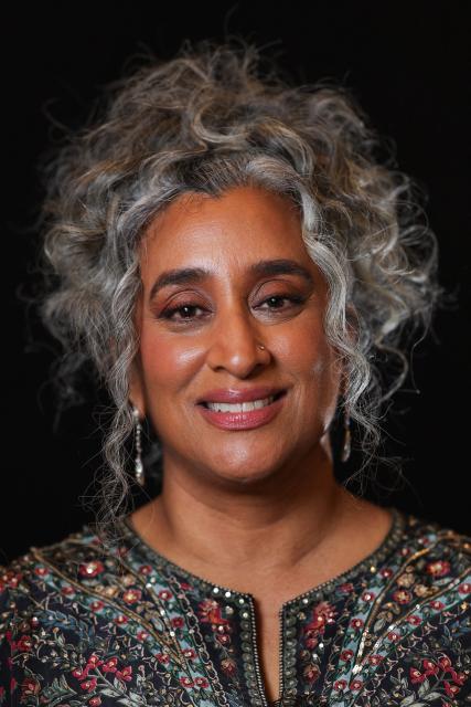 US filmmaker Geeta Gandbhir nominee for Best Documentary Feature Film for "The Perfect Neighbor" and Best Documentary Short Film for "The Devil Is Busy" poses during a photo session ahead of the 98th Oscars Nominees Luncheon at the Beverly Hilton hotel in Beverly Hills, California on February 10, 2026. (Photo by VALERIE MACON / AFP)