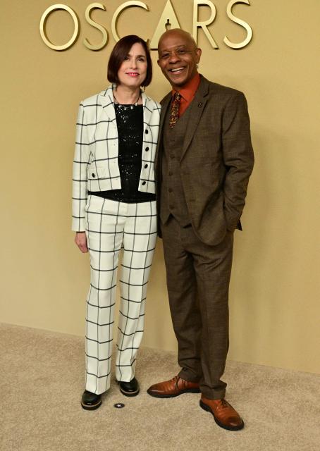 Animator Marlon West and producer Joy Davis (L) attend the 98th Oscars Nominees Luncheon at the Beverly Hilton hotel in Beverly Hills, California on February 10, 2026. (Photo by Frederic J. Brown / AFP)