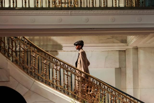 A model walks the runway during the Ralph Lauren Collection Fall 2026 fashion show in New York City on February 10, 2026. (Photo by ANGELA WEISS / AFP)