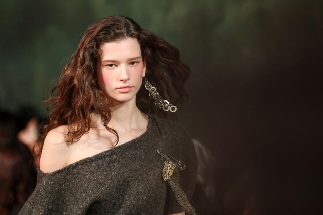 A model walks the runway during the Ralph Lauren Fall 2026 Collection fashion show in New York, on February 10, 2026. (Photo by ANGELA WEISS / AFP)