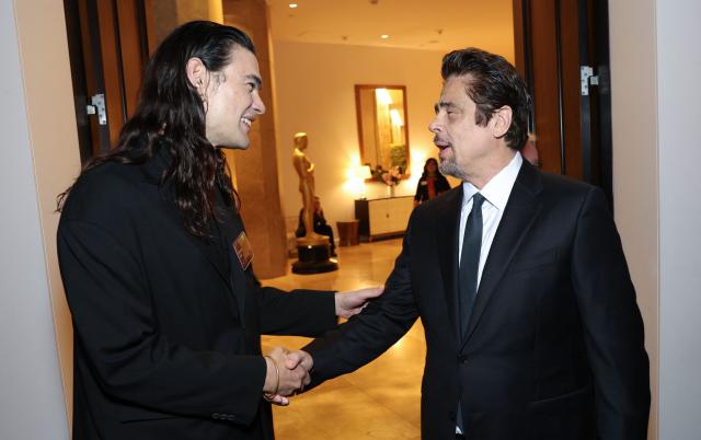 French-Spanish film director Oliver Laxe (L) and Puerto Rican actor Benicio del Toro attend the 98th Oscars Nominees Luncheon at the Beverly Hilton hotel in Beverly Hills, California on February 10, 2026. (Photo by Patrick T. FALLON / AFP)