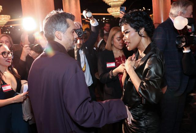 US actress Teyana Taylor and Brazilian actor Wagner Moura attend the 98th Oscars Nominees Luncheon at the Beverly Hilton hotel in Beverly Hills, California on February 10, 2026. (Photo by Patrick T. FALLON / AFP)
