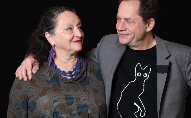 French animator Florence Miailhe and French producer Ron Dyens nominated in the Best Animated Short Film category for "Papillon" pose during a photo session ahead of the 98th Oscars Nominees Luncheon at the Beverly Hilton hotel in Beverly Hills, California on February 10, 2026. (Photo by Valerie MACON / AFP)