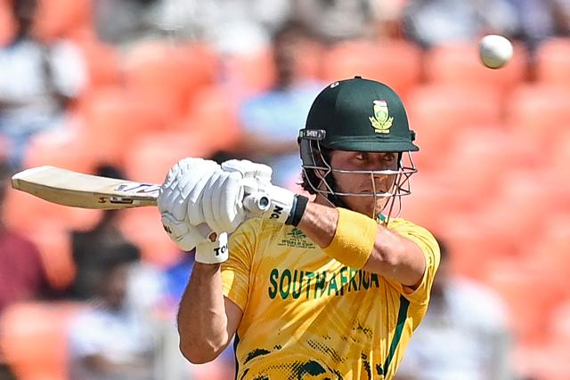 South Africa's Dewald Brevis plays a shot during the 2026 ICC Men's T20 Cricket World Cup group stage match between Afghanistan and South Africa at the Narendra Modi Stadium in Ahmedabad on February 11, 2026. (Photo by Shammi MEHRA / AFP)