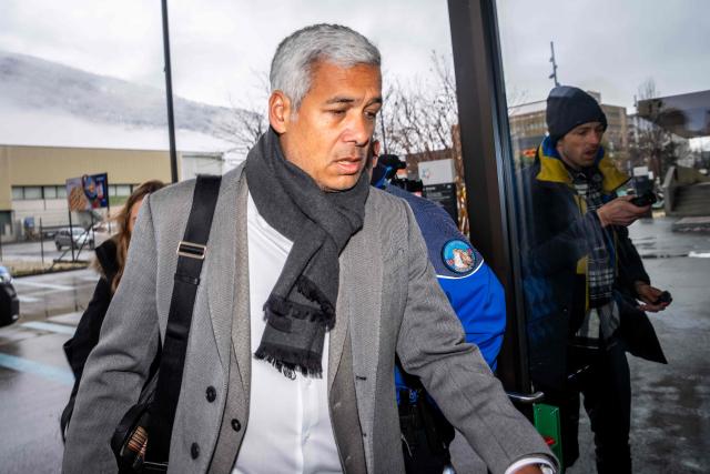 Nicola Meier, lawyer of the owners of Le Constellation bar, arrives to attend a hearing of his clients at the Office of the public prosecutor of the Canton of Valais as part of the inquiry into a devastating New Year's fire in Sion on February 11, 2026. 41 people, most of them teenagers, were killed, while 115 were injured in a fire that ripped through in Le Constellation bar in the Alpine ski resort of Crans-Montana on New Year's Eve. (Photo by Maxime SCHMID / AFP)