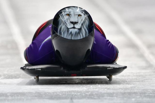 Belgium's Kim Meylemans takes part in the skeleton women's training session at Cortina Sliding Centre during the Milano Cortina 2026 Winter Olympic Games in Cortina d'Ampezzo on February 11, 2026. (Photo by Stefano RELLANDINI / AFP)