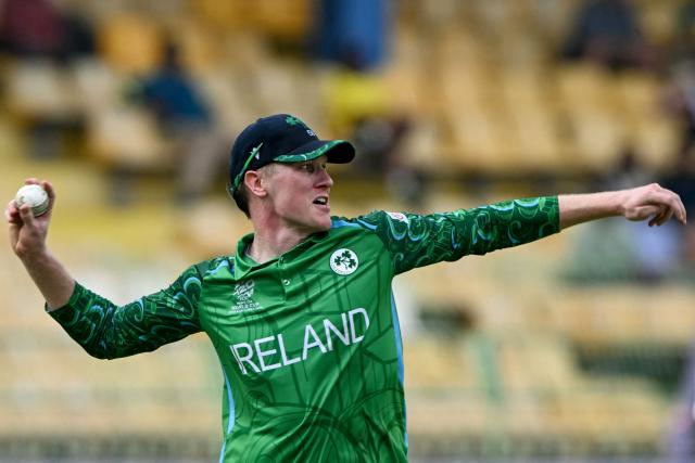 Ireland's Harry Tector fields the ball during the 2026 ICC Men's T20 Cricket World Cup group stage match between Ireland and Australia at R Premadasa Stadium in Colombo on February 11, 2026. (Photo by Ishara S. KODIKARA / AFP)