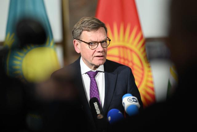 German Foreign Minister Johann Wadephul adresses the press prior to a meeting with the Foreign Ministers of Central Asian countries Turkmenistan, Tajikistan, Kyrgyzstan, Uzbekistan and Kazakhstan, on February 11, 2026 in Berlin. (Photo by RALF HIRSCHBERGER / AFP)