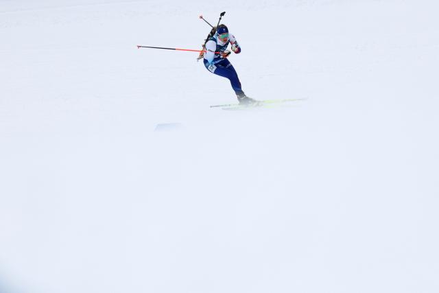 Slovakia's Paulina Batovska Fialkova skis in the women's biathlon 15km individual event during the Milano Cortina 2026 Winter Olympic Games at the Anterselva Biathlon Arena (Sudtirol Arena) in Anterselva (Val Pusteria) on February 11, 2026. (Photo by FRANCK FIFE / AFP)