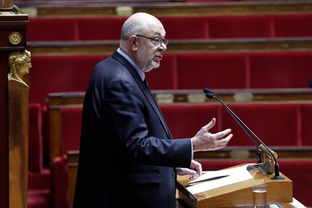 Ensemble Pour la Republique's MP Stephane Travert delivers a speech during a debate on the report related to the petition titled "Non a la loi Duplomb" at the National Assembly in Paris on February 11, 2026. Senator Laurent Duplomb's law, adopted by Parliament in early July, facilitates water storage and the expansion of livestock buildings. But another measure concentrated indignation: the conditional reintroduction of acetamiprid, a pesticide from the neonicotinoid family banned in France but authorized elsewhere in Europe and accused of being a "bee killer" by its critics. (Photo by STEPHANE DE SAKUTIN / AFP)