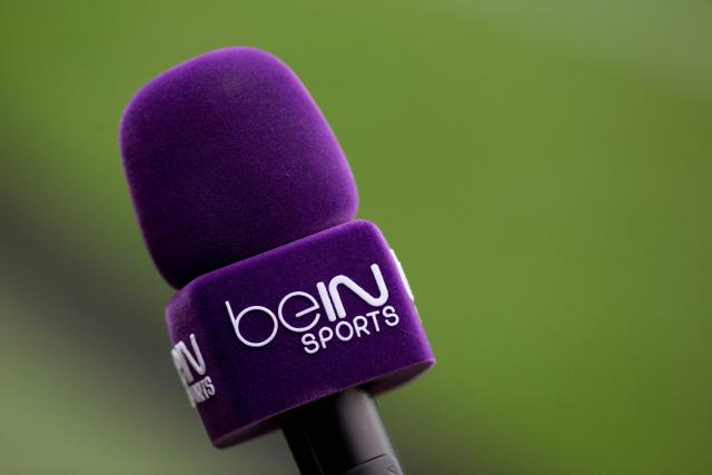(FILES) This picture taken on December 19, 2015 shows a microphone labelled with bein sports TV logo prior to the European Rugby Champions Cup match beetween Stade Francais Paris and Treviso, at Jean Bouin stadium in Paris. beIN Sports will broadcast in France all the matches of the 2026 World Cup in the United States, Canada and Mexico, to the detriment of the Ligue 1+ platform, which had nevertheless reached an agreement with FIFA, AFP learned on February 11, 2026 from several sources close to the matter. (Photo by KENZO TRIBOUILLARD / AFP)