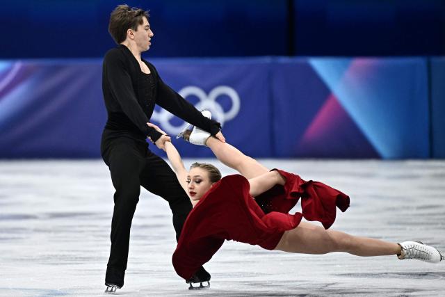 Czech Republic's Katerina Mrazkova and Czech Republic's Daniel Mrazek compete in the figure skating ice dance-free dance final during the Milano Cortina 2026 Winter Olympic Games at Milano Ice Skating Arena in Milan on February 11, 2026. (Photo by Gabriel BOUYS / AFP)